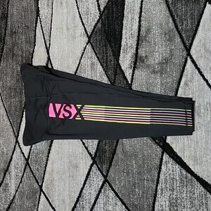 VSX SPORT KNOCKOUT BY VICTORIA SECRET NEON RAINBOW STRIPES CROPPED LEGGINGS